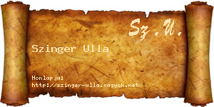 Szinger Ulla névjegykártya